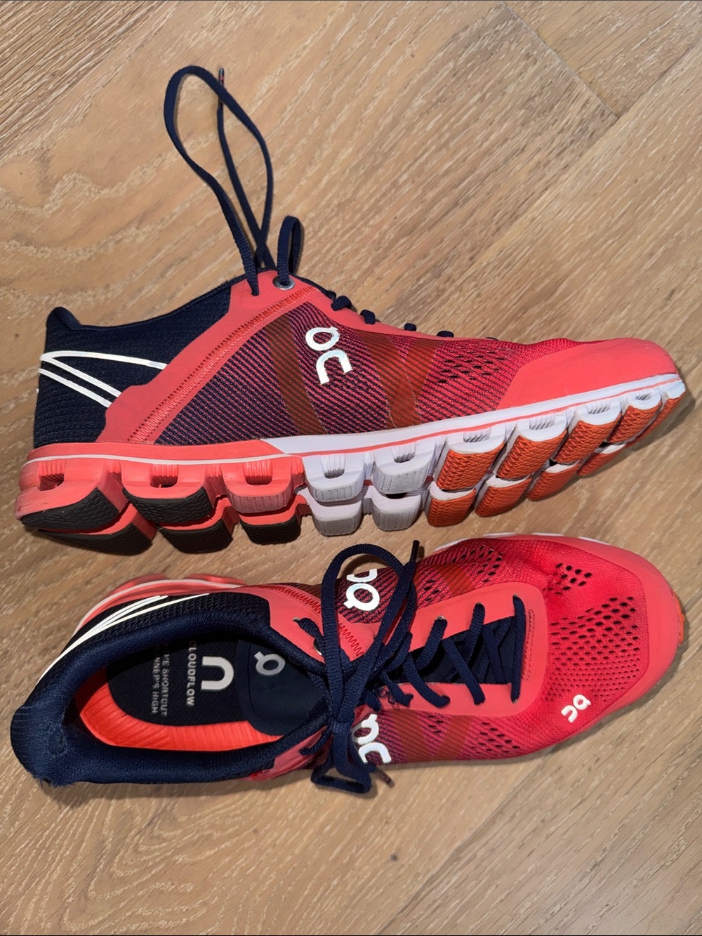 On Cloud Orange & Blue Running Sneakers Shoes
